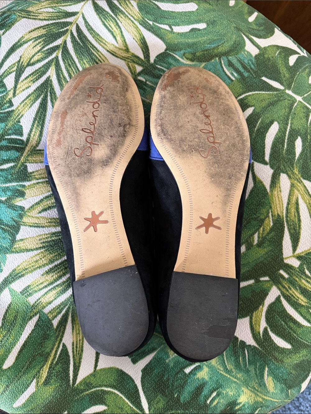 Splendid Royal Blue and Black Studded Slip-On Flats - Picture 5 of 6